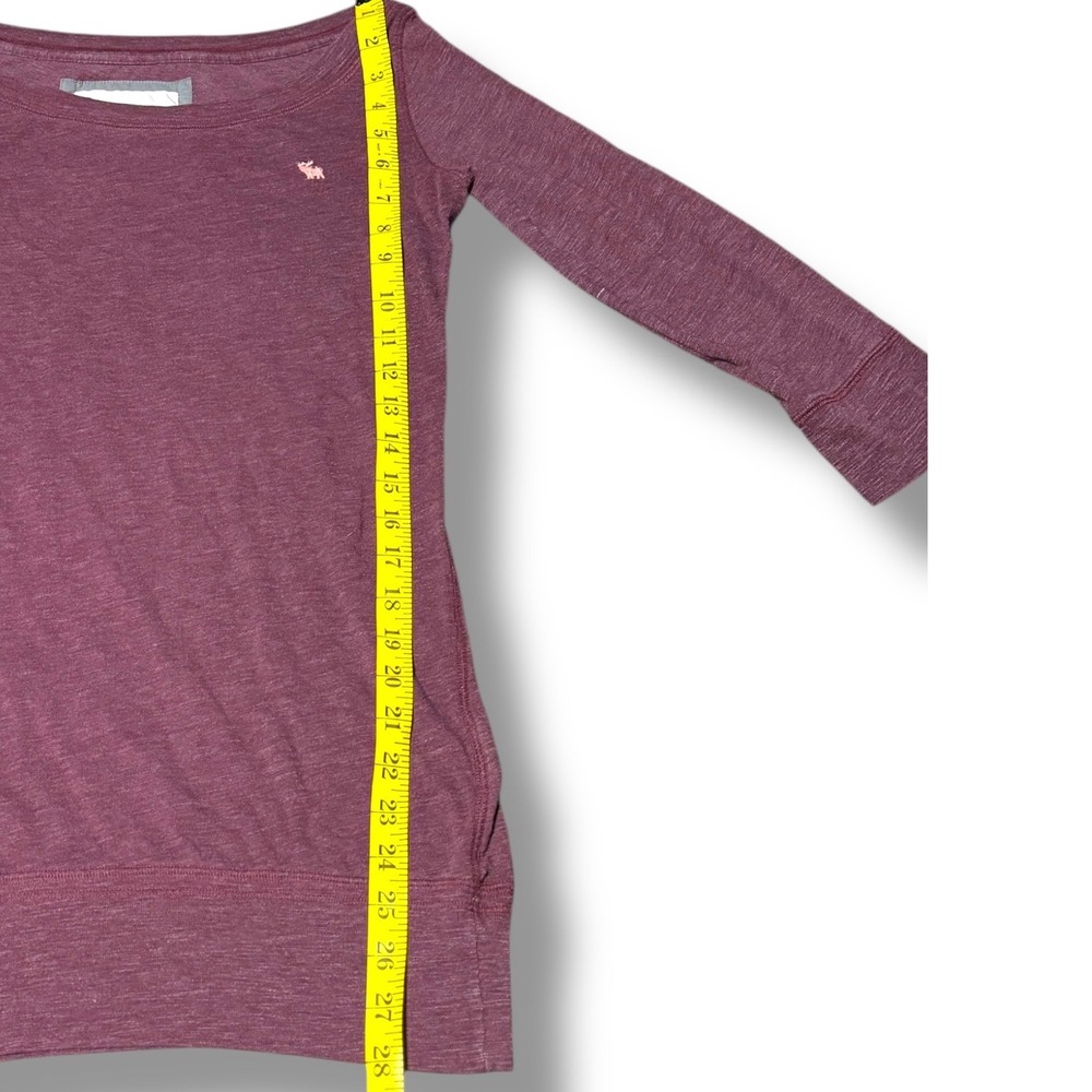 Abercrombie & Fitch Vintage 2000 3/4 Sleeve Shirt Burgundy Y2K Moose Logo Medium - Picture 4 of 7